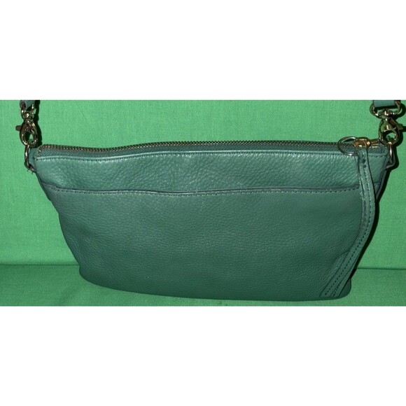 FOSSIL No. 1954 Leather Shoulder Handbag Purse Pebbled Green Medium Crossbody - Picture 2 of 16